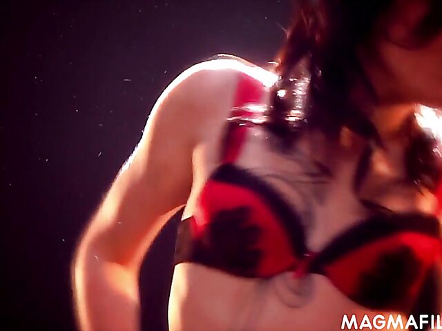 Magma Film pornstar Amel Annoga posing, masturbating and riding a cock