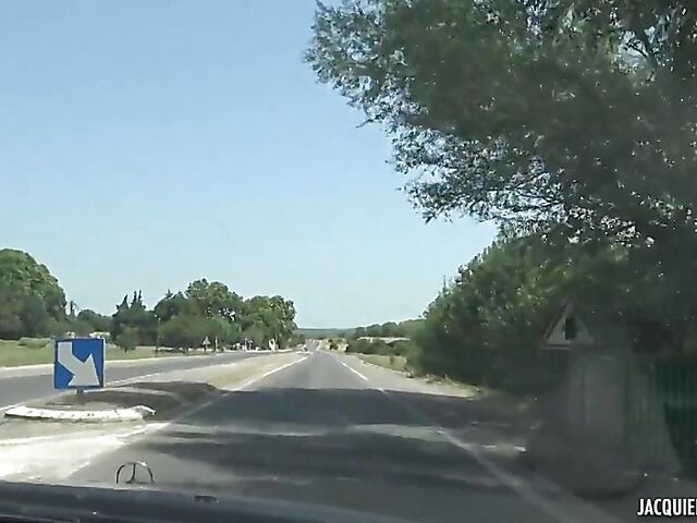 23-year-old French babe from Bordeaux Claudia flashes her pussy outside and fucks indoors