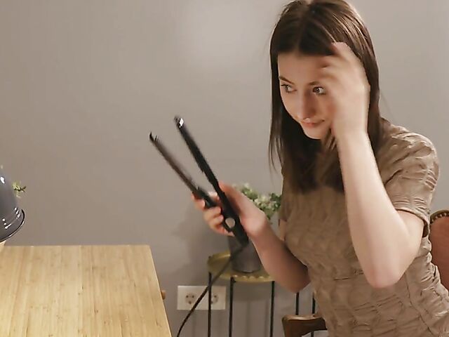 Teen babe Deepika can't keep her fingers off her bald pussy