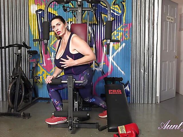 Josephine - Huge tits MILF gym solo for you