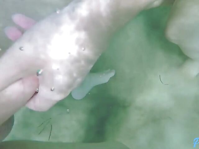 Skinny dipping in the sea and POV beach sex in Valentina Bianco's yellow bikini