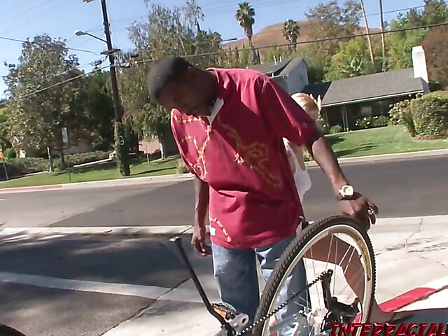 Blonde cyclist Madison Moore has a wonderful time with her first BBC