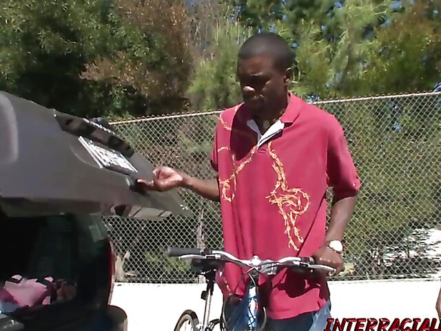 Blonde cyclist Madison Moore has a wonderful time with her first BBC