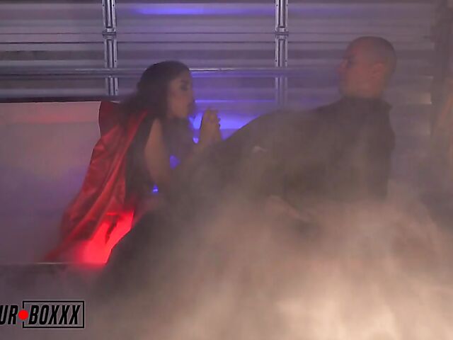 Jeni Angel - Ebony vampire blowjob and sex with a white guy till he dies