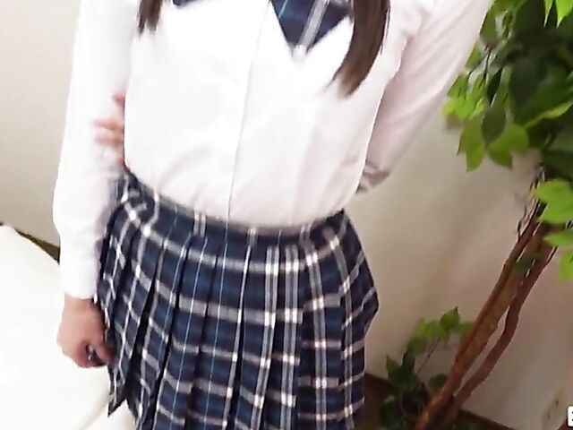 Shaved Japanese schoolgirl with small tits Kokone gets nailed POV