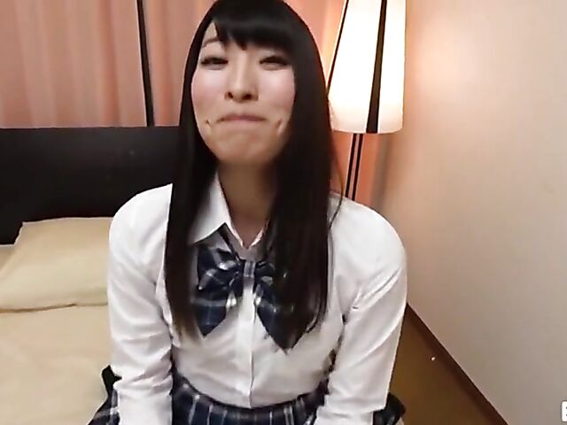 Shaved Japanese schoolgirl with small tits Kokone gets nailed POV