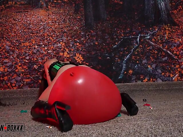 Non nude solo balloon fetish video with Sofie Reyez blowing and riding her balloons in her leather black boots