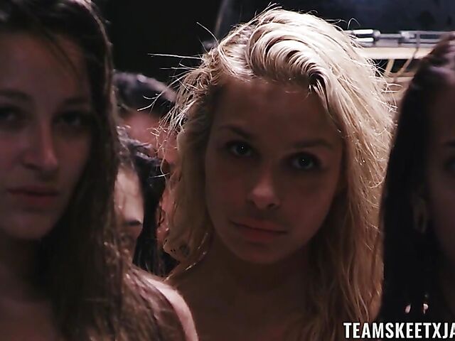 James Deen rough group fuck with 8 wild girls in the dark