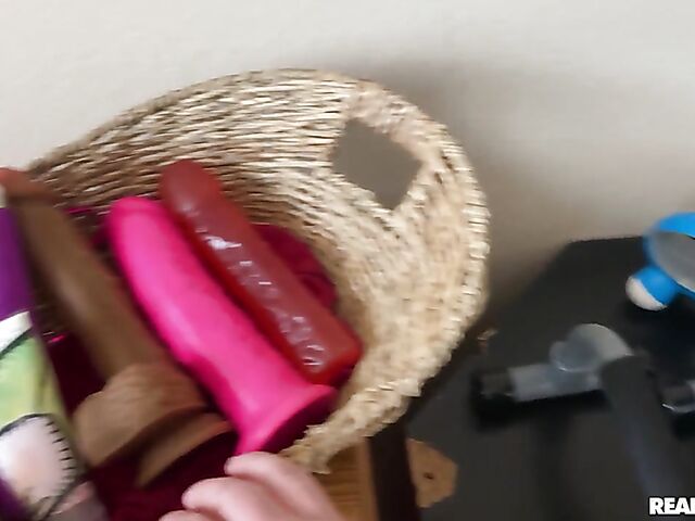 A vibrator and a cock for beautiful brunette Aubree Valentine