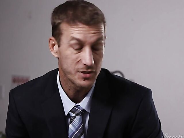 MILF brunette with nice boobs Reagan Foxx fucks the principal