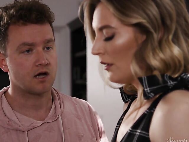 MILF brunette with nice boobs Reagan Foxx fucks the principal