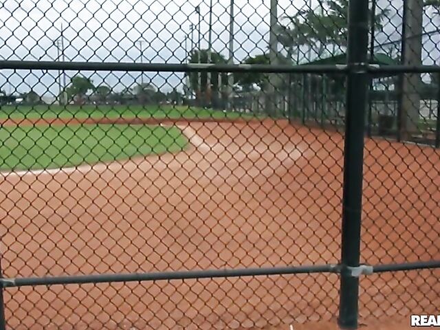 POV redhead slut Maci May gives head and fucks outside 