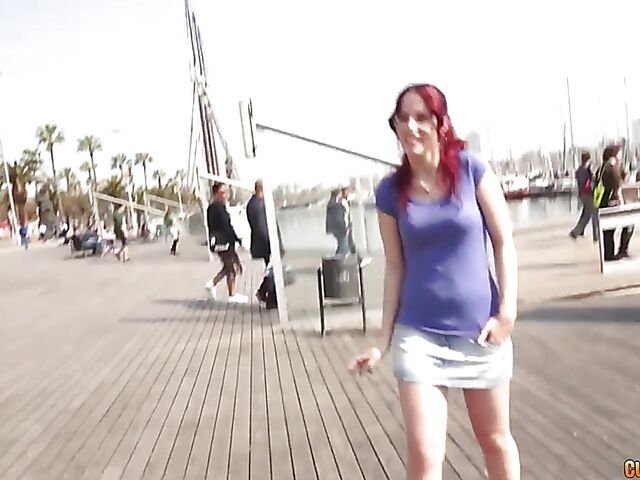 Public ass in a mini skirt and sex with Spanish hot redhead Lilyan