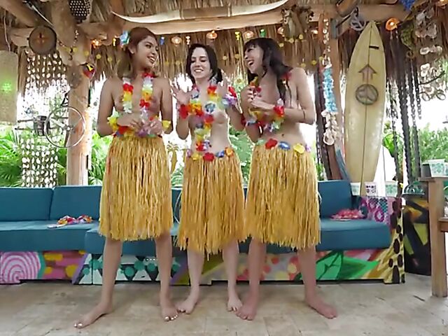 3 girls 1 guy fuck outside in Hawaii featuring Remi Jones, Hazel Heart & Riley Jean