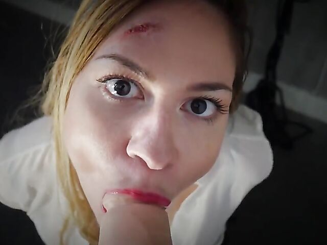 Ashley Alban - Long haired busty slave in bondage POV