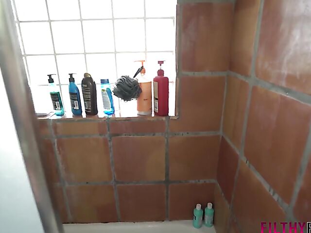 Big tits shower and bathroom POV with perfect mom Crystal Rush