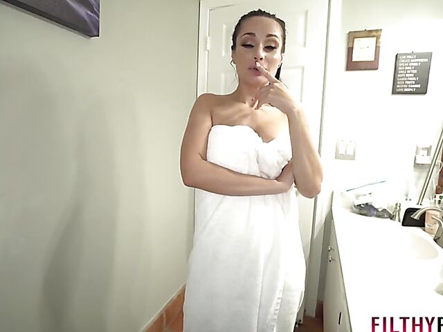 Big tits shower and bathroom POV with perfect mom Crystal Rush