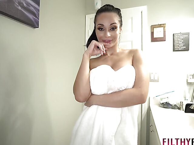 Big tits shower and bathroom POV with perfect mom Crystal Rush