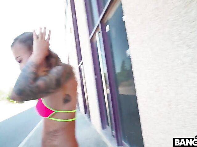 Public anal sex and blowjob with naughty Misha Maver