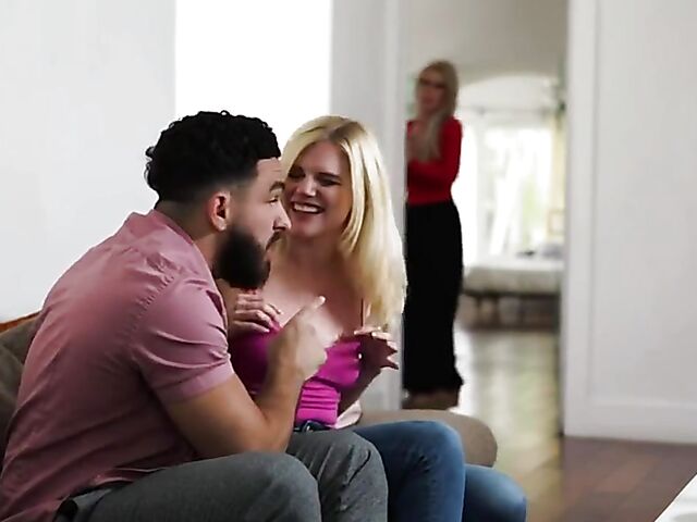 Busty mom Casca Akashova and young Nikki Sweets share a dick in a milf teen threesome