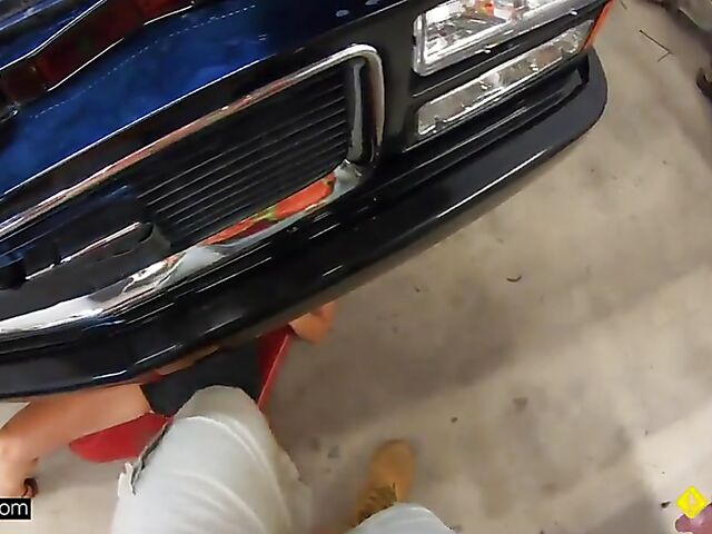 Ally Cooper - POV fucking with a car guru in the mechanic garage