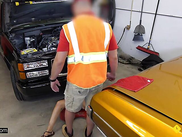 Ally Cooper - POV fucking with a car guru in the mechanic garage