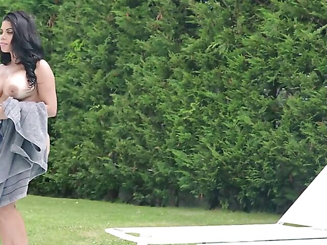 Busty latina Kesha Ortega plays with herself in her bikini and gets some cock