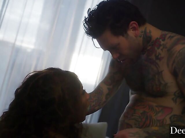 Big tits ebony September Reign gets slammed hard by a tattooed white guy