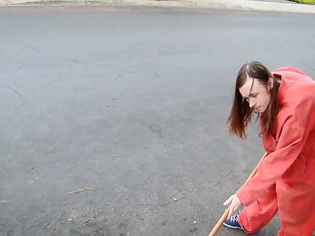 Public handjob in the street from bad lady cop Sarah Vandella