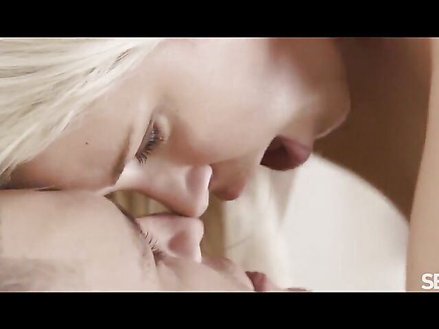 Blonde babe in white lingerie Dido A having sensual sex with Maxmilian Dior