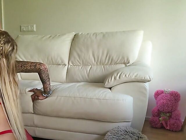 Big tits stockings sex on the sofa with tattooed Daisy Lee