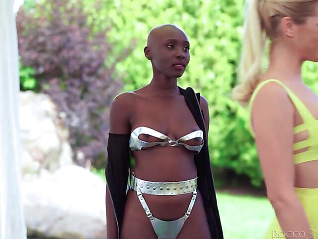 Wet and messy interracial lesbian foursome with shaved head African babe Zaawaadi getting shared by Cherry Kiss, Malena Nazionale, and Tiffany Tatum