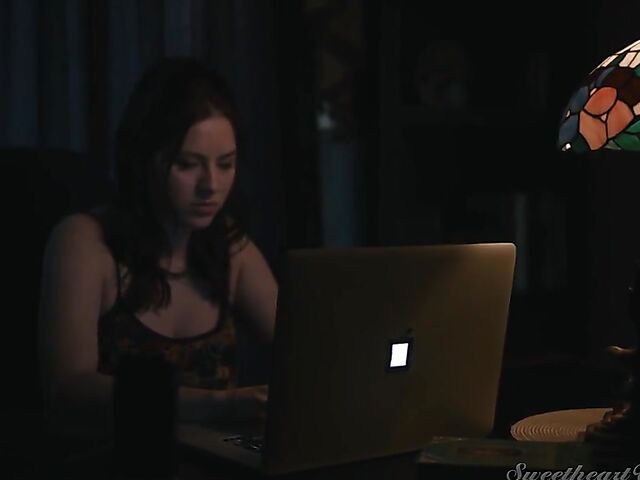 Rocky Emerson and Bella Rolland have slow lesbian sex in the dark