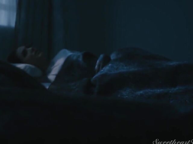 Rocky Emerson and Bella Rolland have slow lesbian sex in the dark