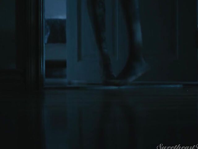 Rocky Emerson and Bella Rolland have slow lesbian sex in the dark