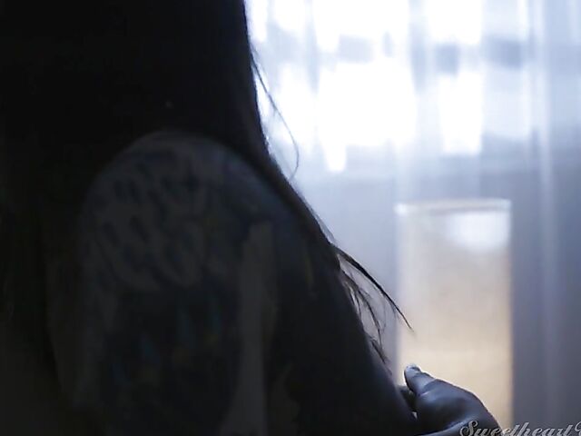 Rocky Emerson and Bella Rolland have slow lesbian sex in the dark