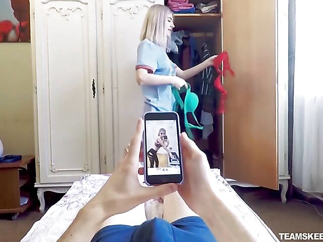 Big tits handjob POV from his blonde stepsis Eva Elfie