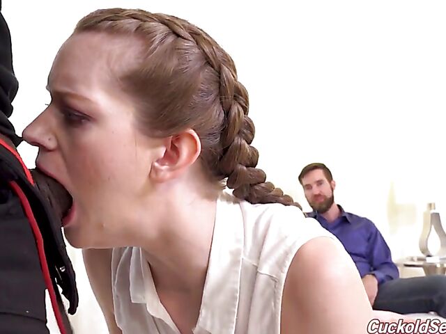 Cuckold BBC surprise and first BBC anal with skinny Nym Fleurette