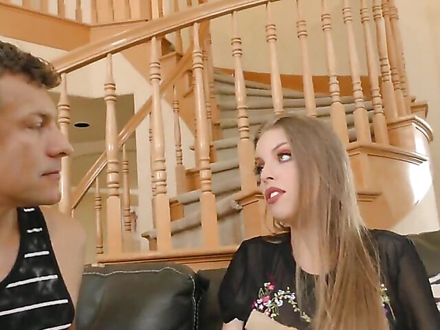 Britney Amber - Big titty MILF pantyhose fuck on the sofa