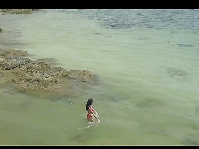 Erotic beach solo with beautiful asian babe Kahlisa