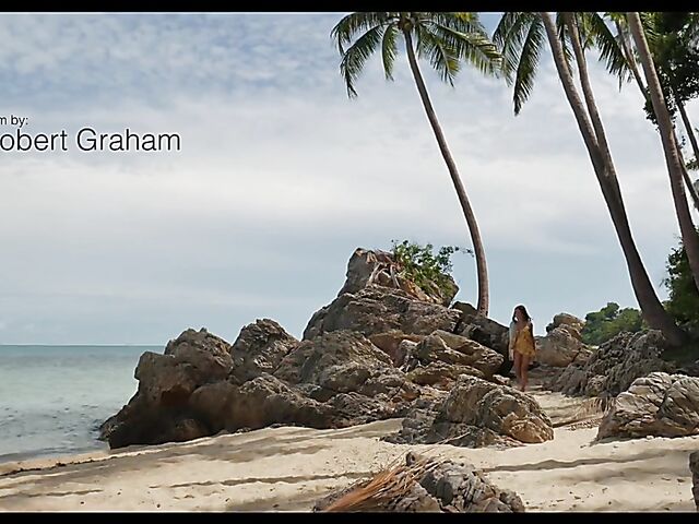 Erotic beach solo with beautiful asian babe Kahlisa