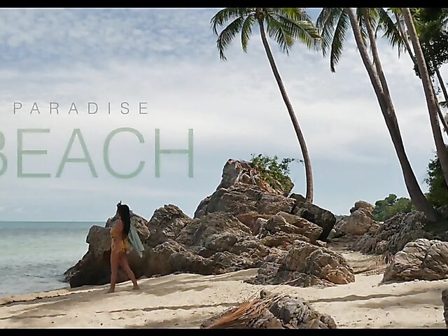 Erotic beach solo with beautiful asian babe Kahlisa