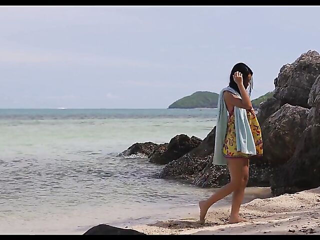 Erotic beach solo with beautiful asian babe Kahlisa