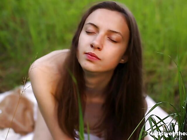 Tatiana - Outdoor masturbation on the blanket