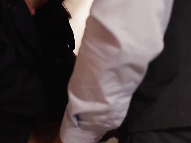 Gorgeous asian in black stockings Alina Crystall gets a dick