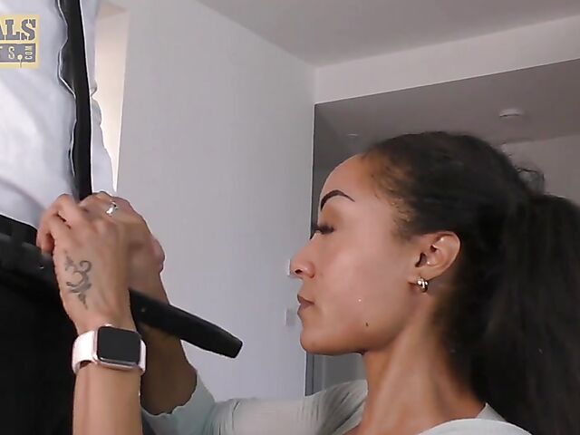 Ebony fake tits subslut Alyssa Divine squirts with Pascal White