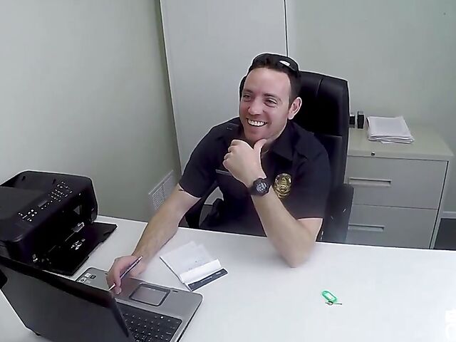 Handcuffed slut with pierced nipples Kim Torres fucks the cop