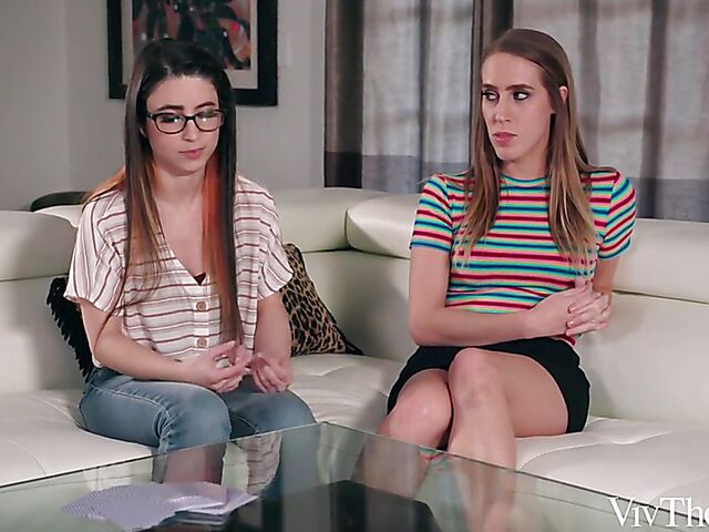 Cadence Lux & Serena Blair - Lesbian tribbing and licking in the sitting room