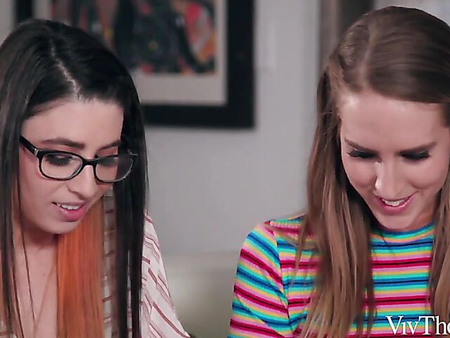 Cadence Lux & Serena Blair - Lesbian tribbing and licking in the sitting room