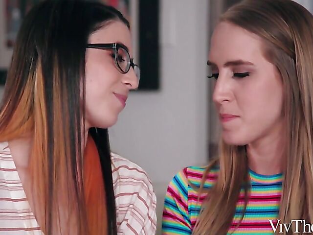 Cadence Lux & Serena Blair - Lesbian tribbing and licking in the sitting room